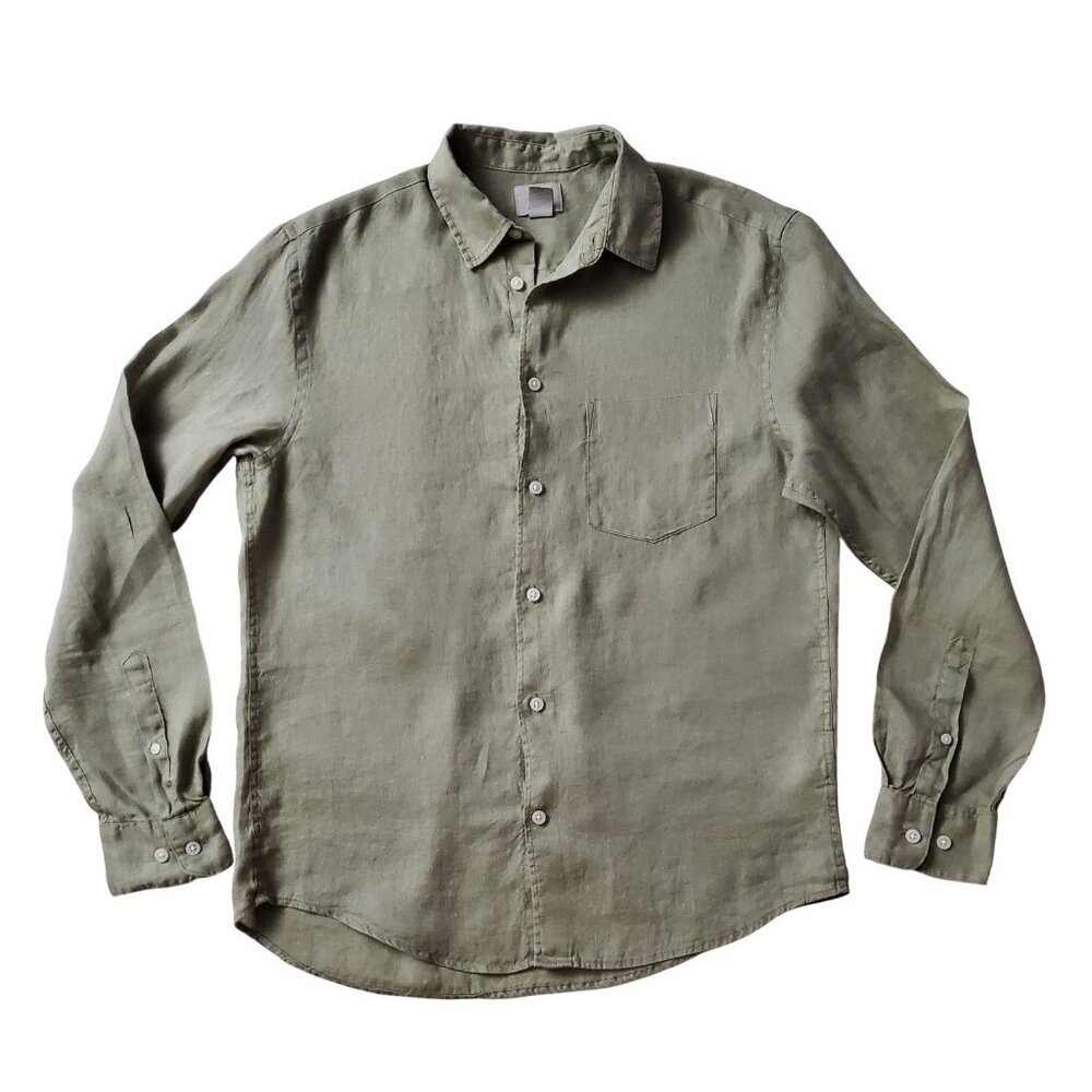 H&M 100% Linen Men's Button Down Long Sleeved Shirt Size S - Picture 5 of 16